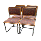 Set of 4 mid century modern upholstered cesca chair Italy 1970