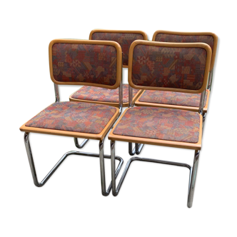 Set of 4 mid century modern upholstered cesca chair Italy 1970