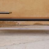 Modernist coffee table vintage wood, metal and glass