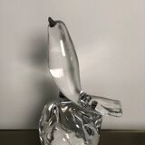 Presse papier oiseau sculpté en cristal DAUM