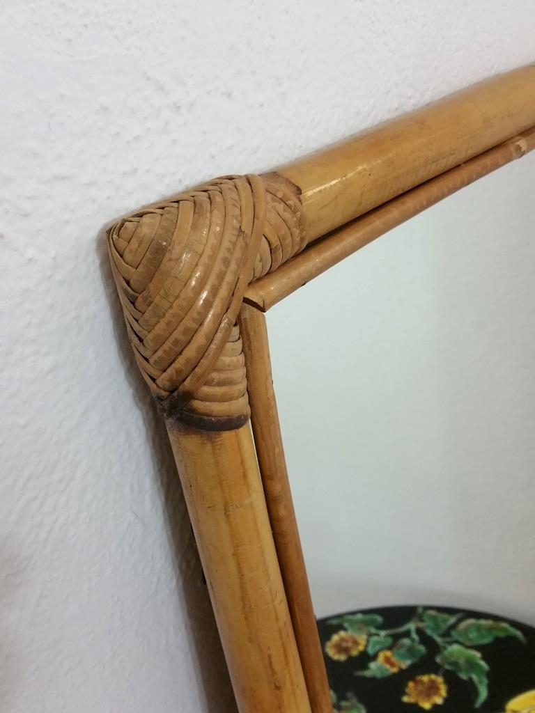 Vintage bamboo and rattan mirror 50x65cm