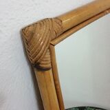 Vintage bamboo and rattan mirror 50x65cm