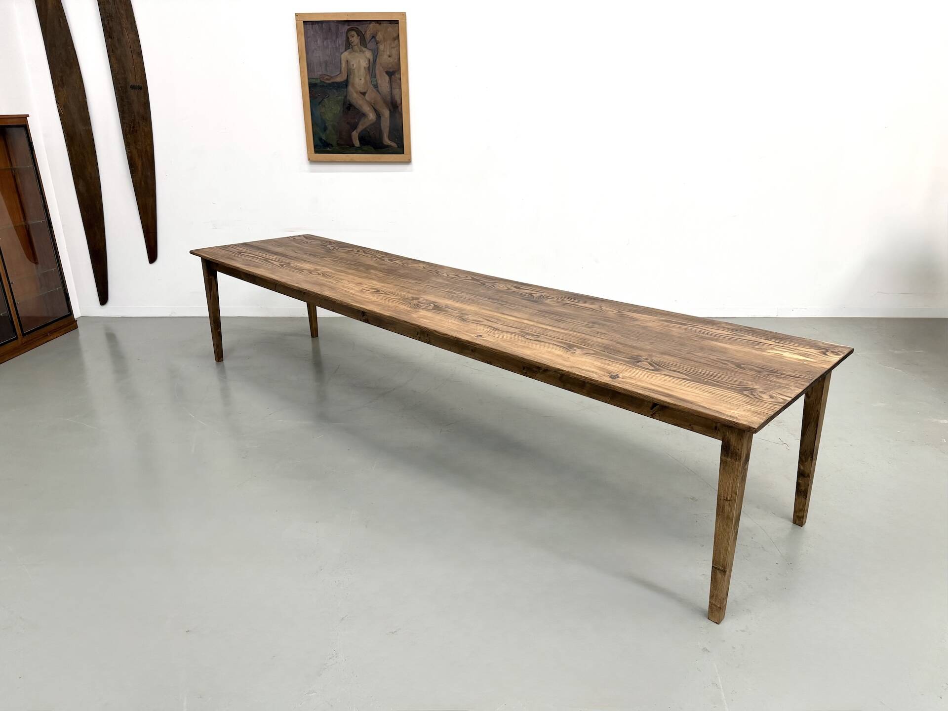 Large XXL Farm Table in Pine – Tapered Legs – L367 cm
