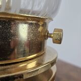 1970s table lamp in worked glass and gold metal