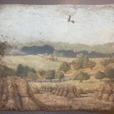 20th century harvest landscape painting