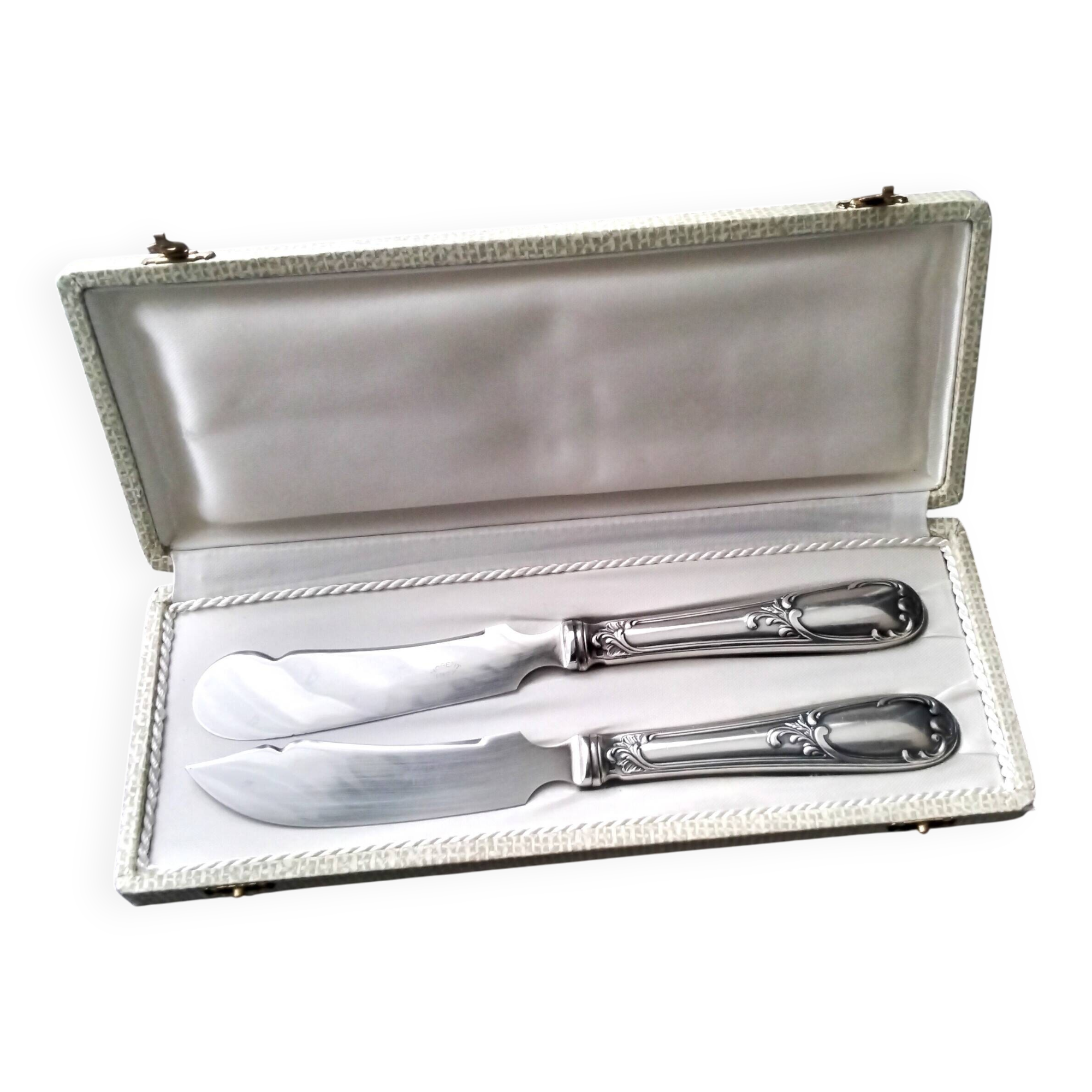 Set of 2 silver-plated and stainless steel Nogent serving knives