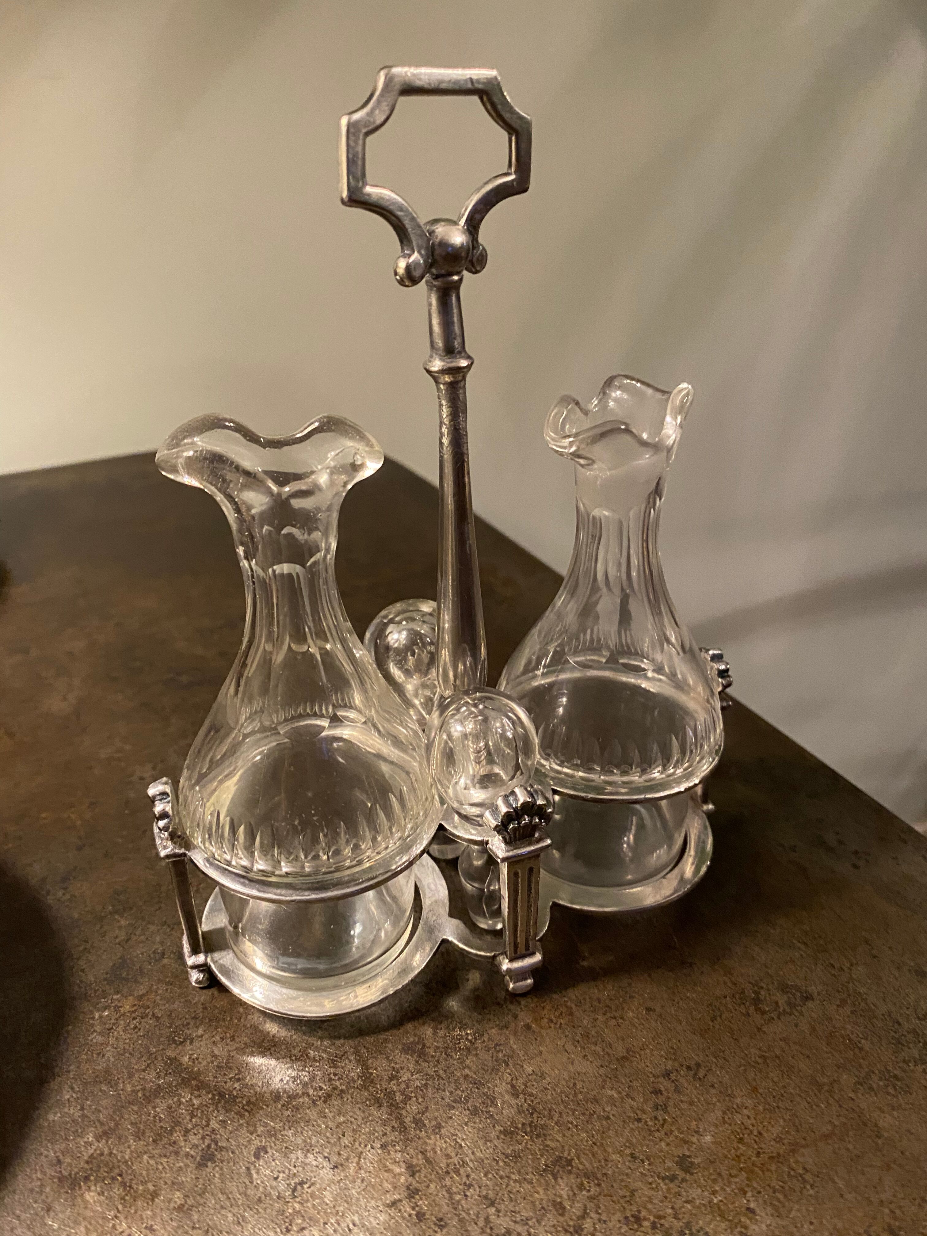 Former servant oil and vinegar silver and cut glass