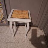 Wooden piano stool painted in linen grey 1950