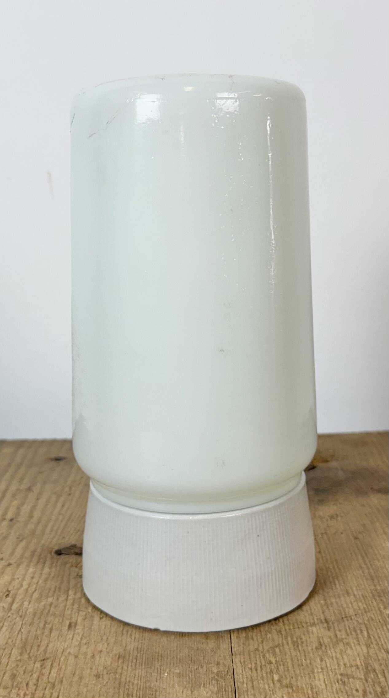 Vintage White Porcelain Ceiling Light with Milk Glass, 1970s