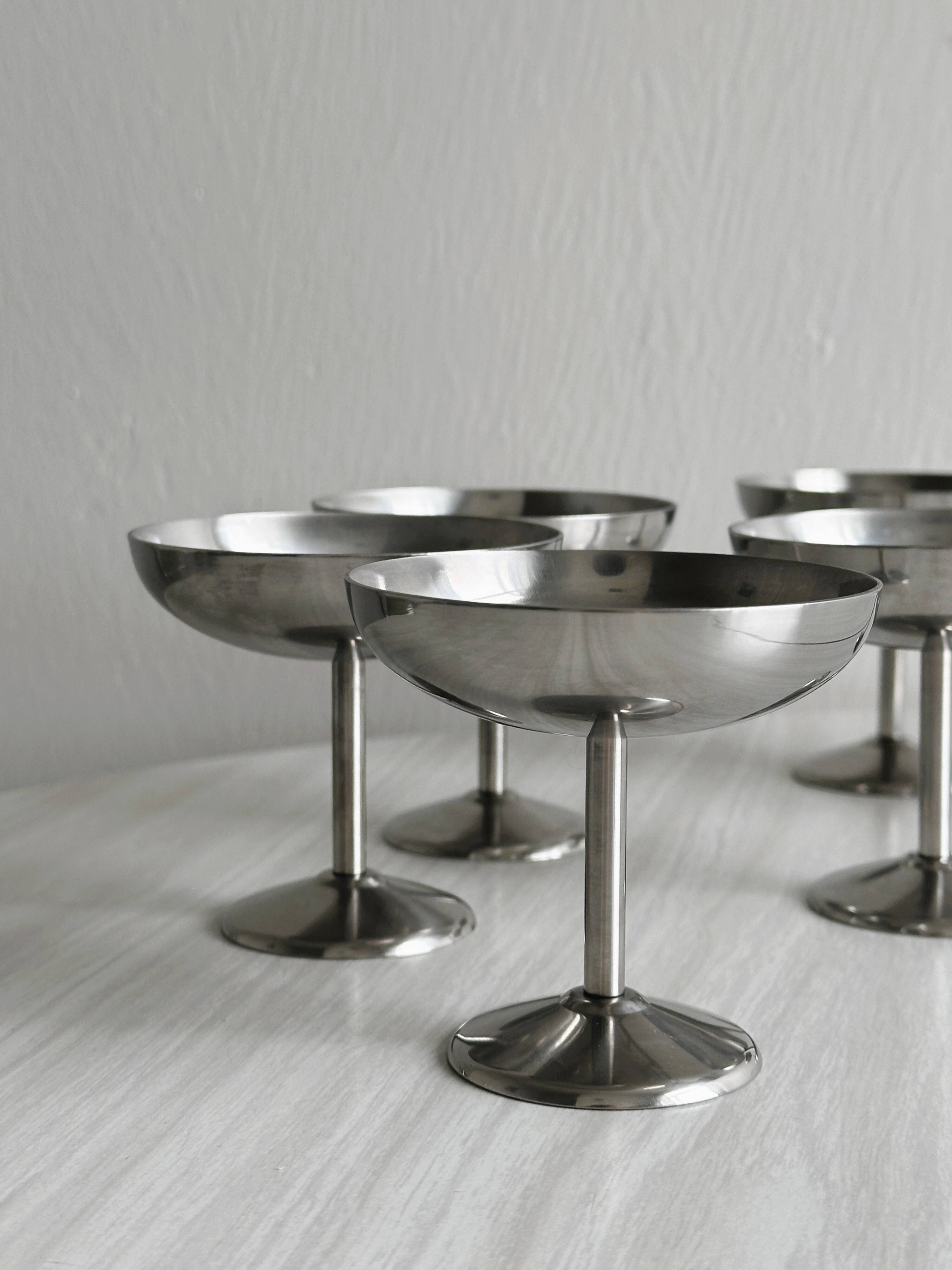 6 stainless steel footed bowls, Letang Remy style