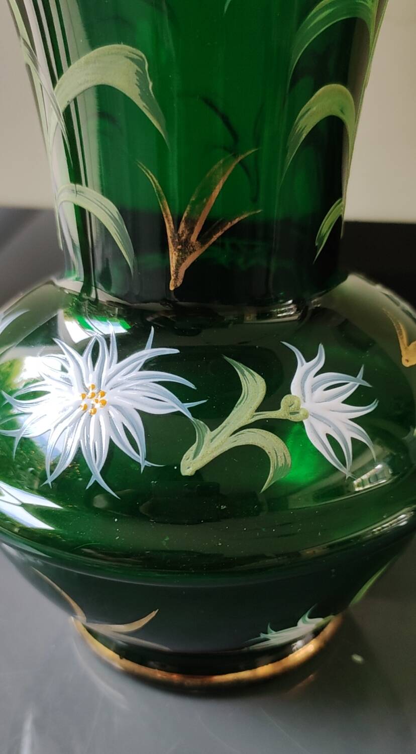 Monaco/Monte Carlo Glassworks vase. Emerald green blown glass