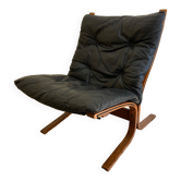 Fauteuil Siesta 1965 Ingmar Relling pour Westnofa, Norvège, cuir noir