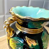 Vallauris vase with handle and gold leaf