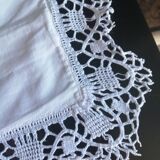Old linen pillowcase, crocheted steering wheel