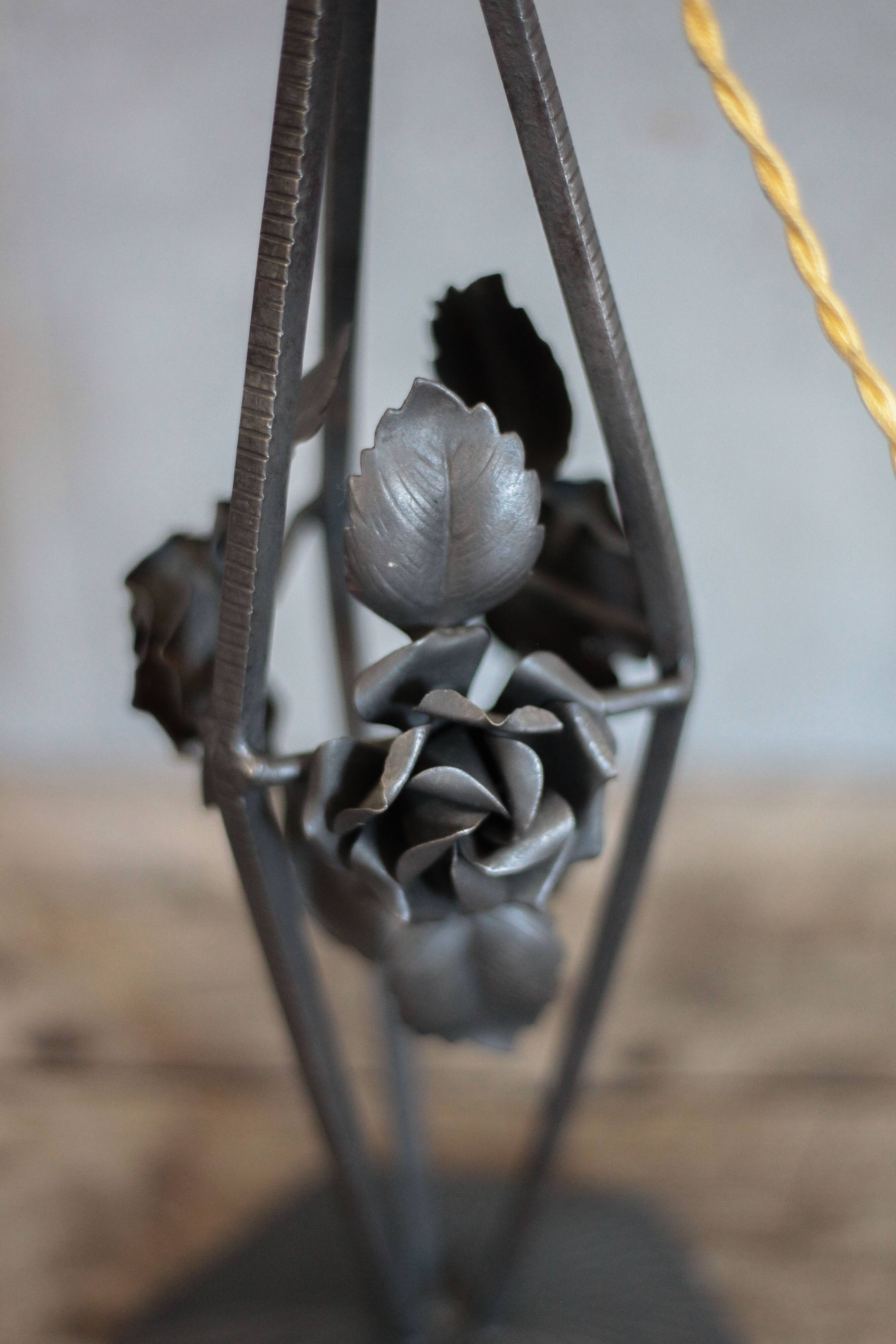 Vintage wrought iron lamp, table lamp, ironwork, lamp