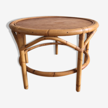 Vintage rattan round coffee table