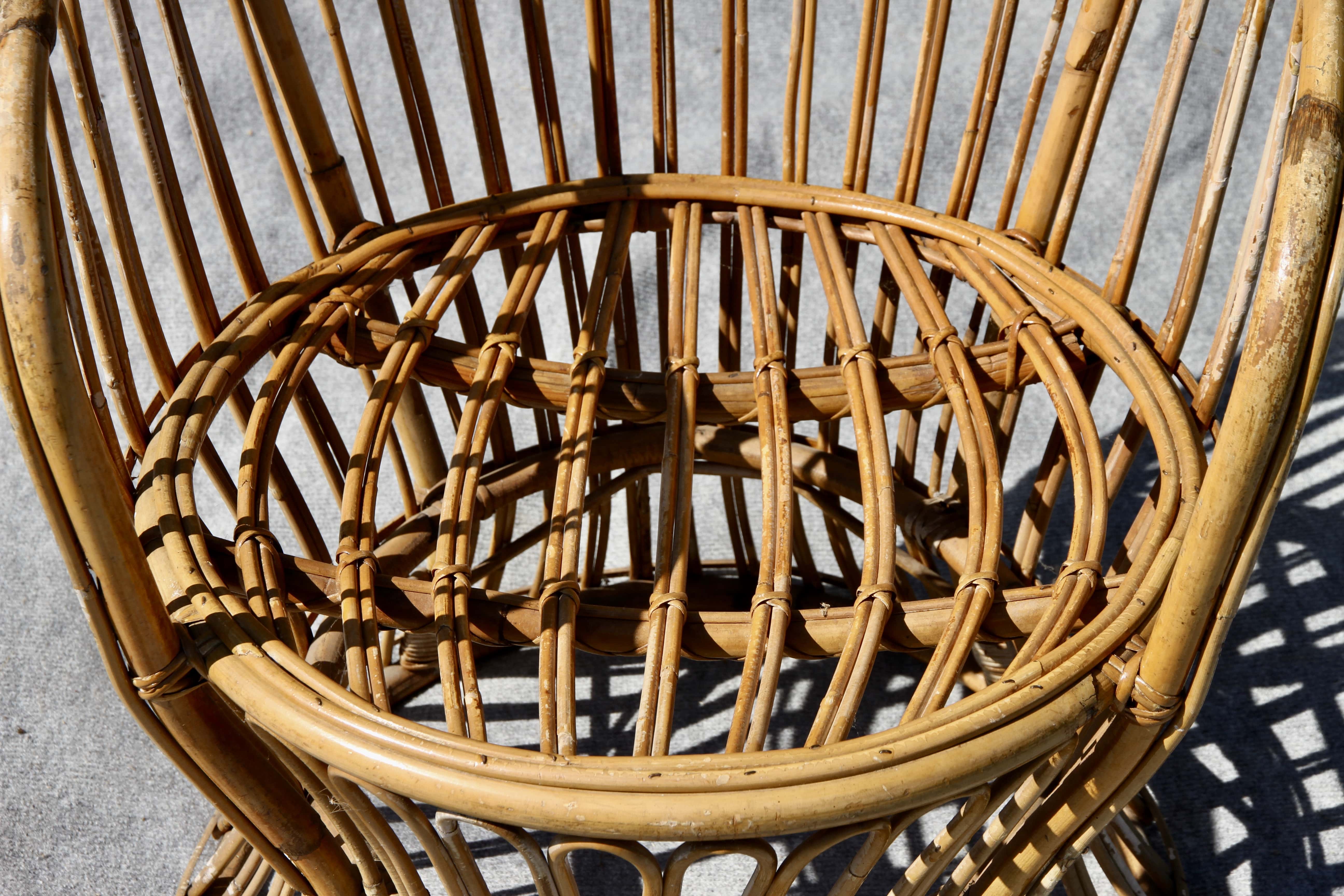 Emmanuelle-style wicker armchair, 20th century