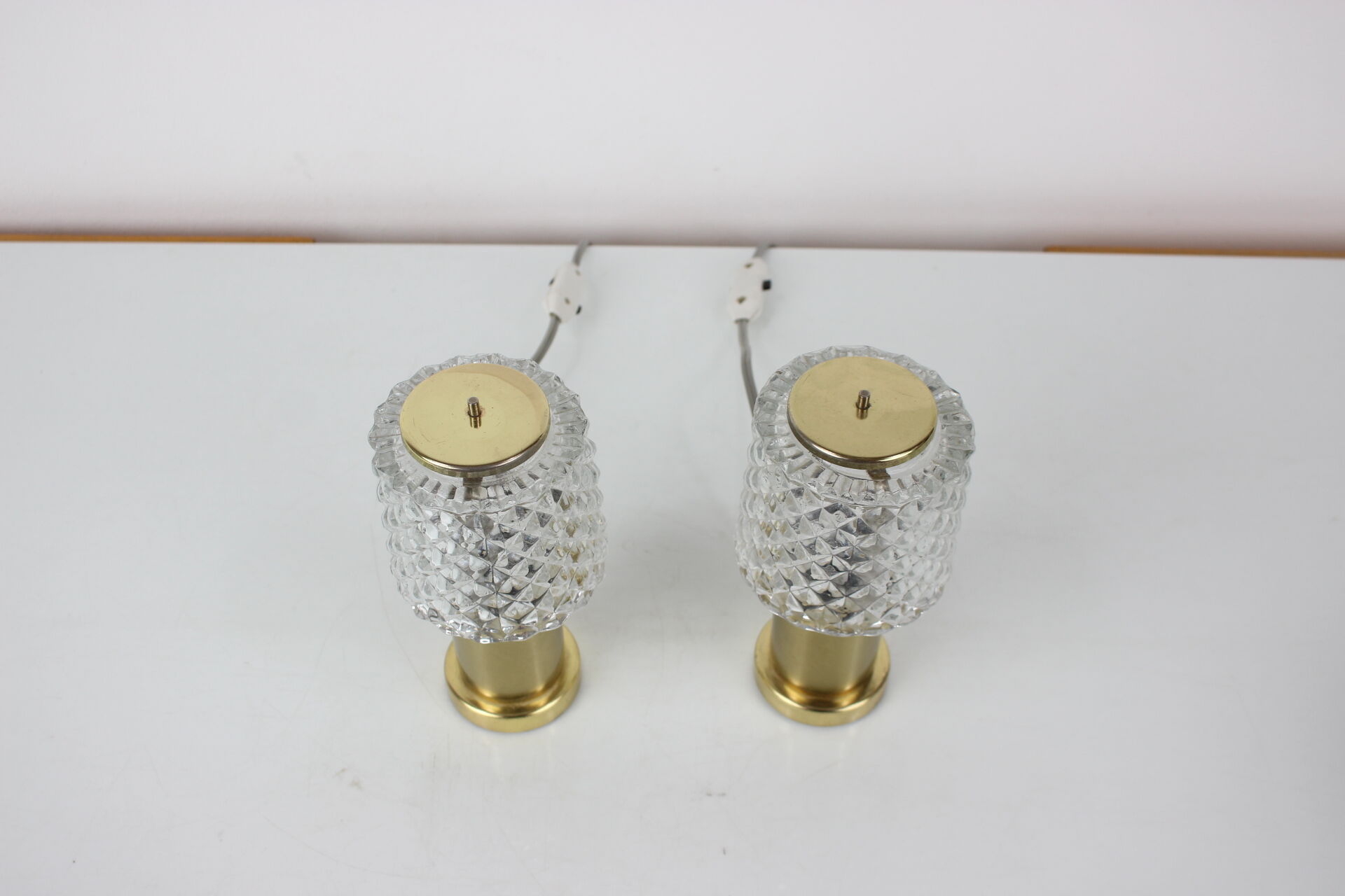 Midcentury Gold Table Lamps, Kamenický Šenov, Preciosa, 1970s