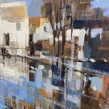 Large oil painting on canvas Camargue landscape Roger QUINTAINE 1921-2005