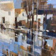 Large oil painting on canvas Camargue landscape Roger QUINTAINE 1921-2005