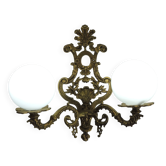 Antique gilt bronze wall light with two globes – Rococo style,