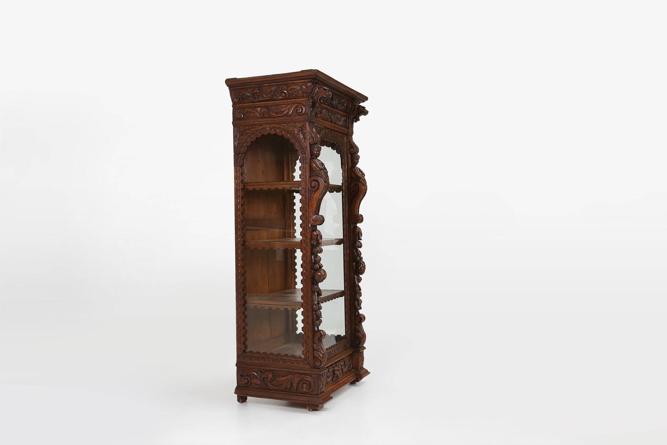 Baroque Style Display Case in Oak, Belgium, 1950s