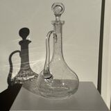 Large transparent glass carafe with a Biot stopper H32 D14.5