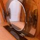 Brown smoked glass wall mirror - sconces & shelf - Italian design 1