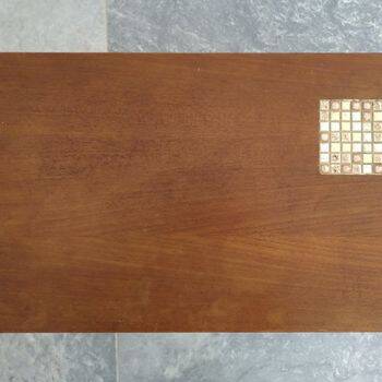 Mid Century Side Table Wood and Ceramics