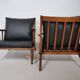 Leather Lounge Armchair Set – Teak, 1960s Mid-Century Vintage