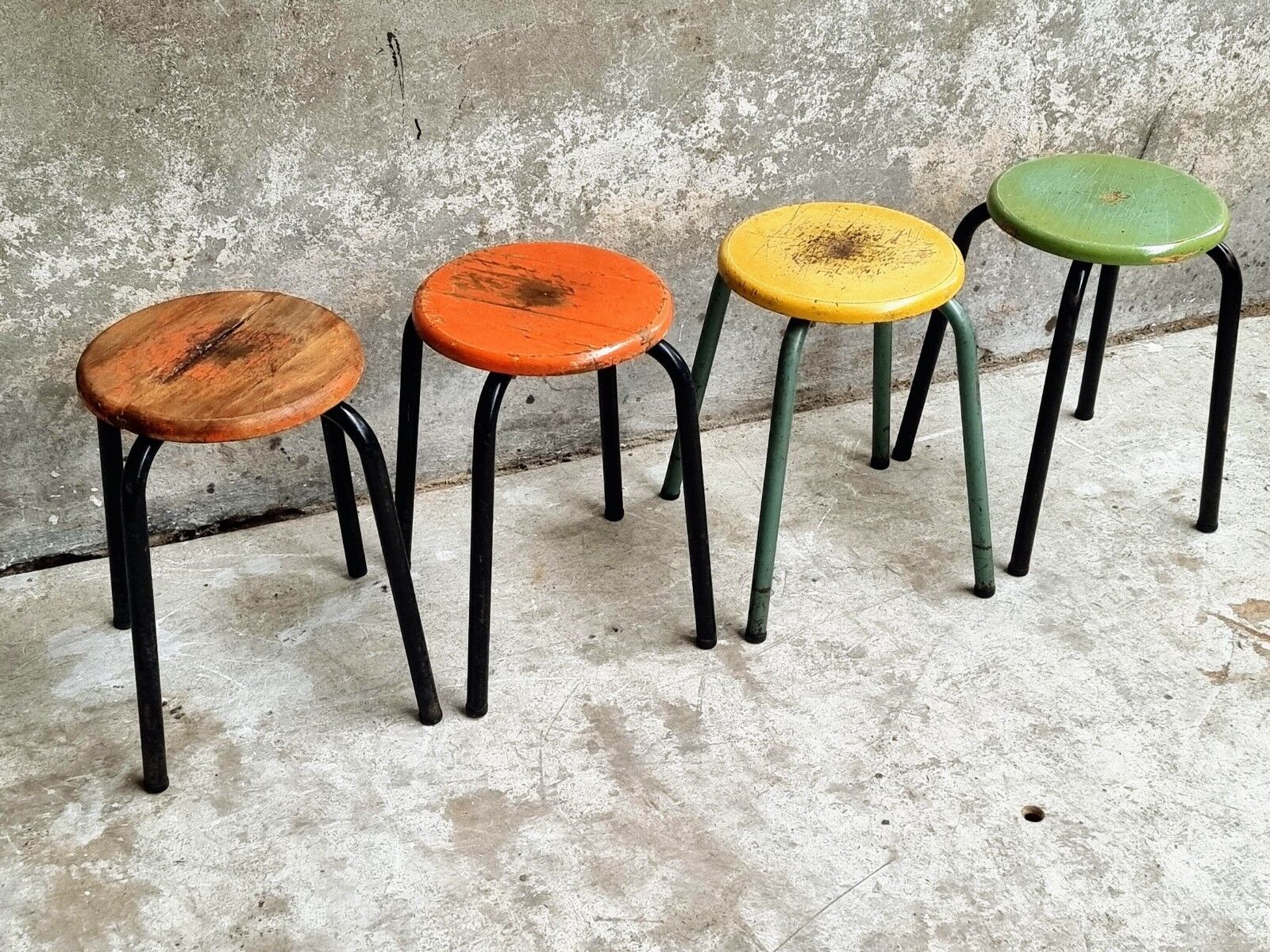 Vintage stools school stools set of 4