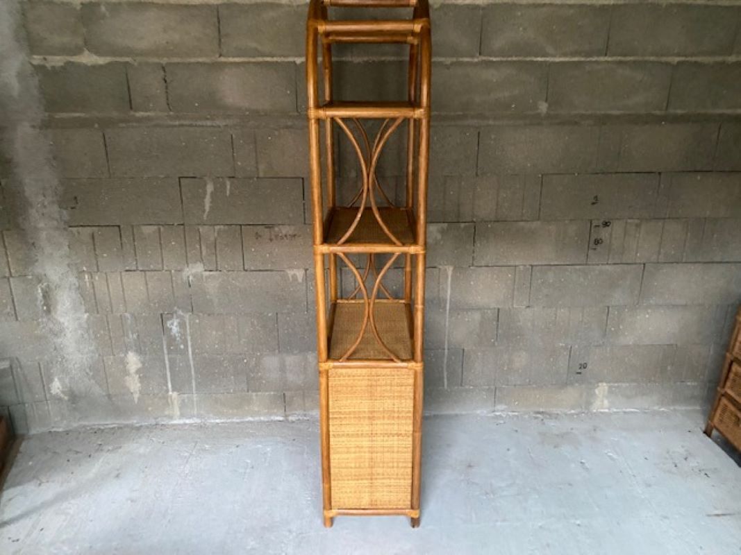 Vintage rattan bookcase 70s