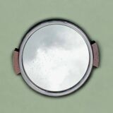 Vintage round mirror tray