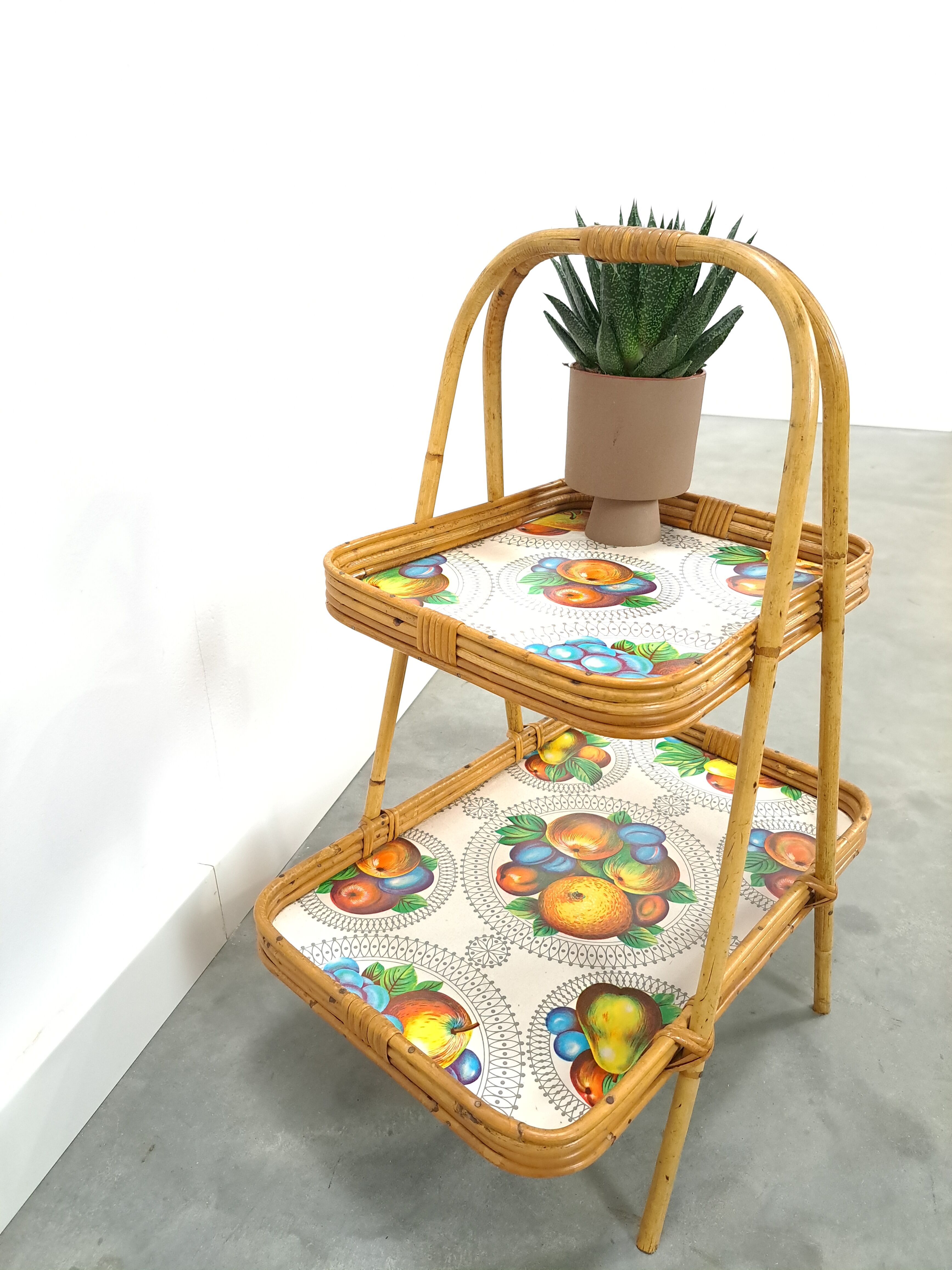 Rattan serving table