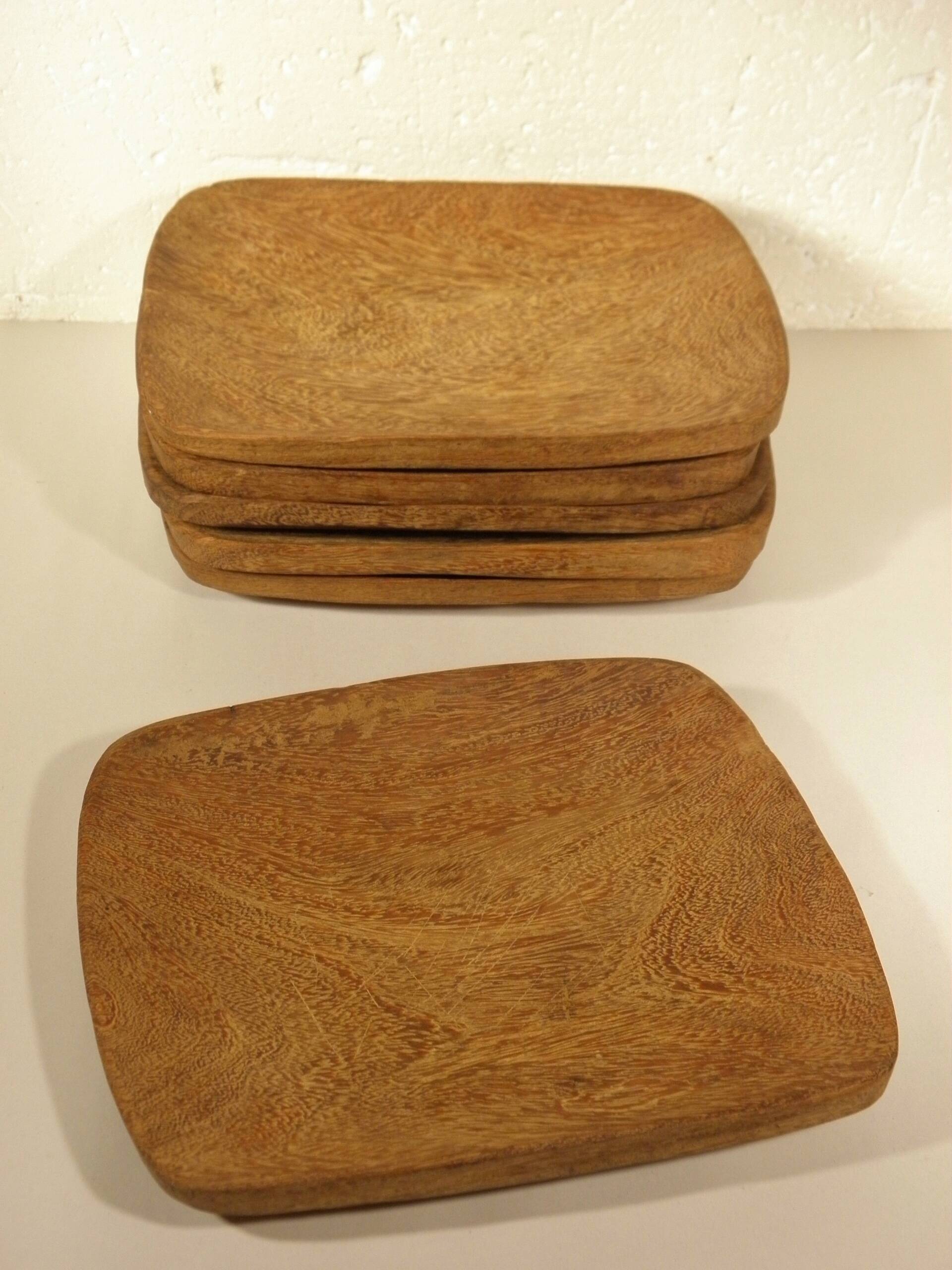 Exotic wood plate and bowl tray set