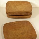 Exotic wood plate and bowl tray set