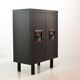 De Coene Style Black Highboard with Red Accents. Belgium, 1960s.
