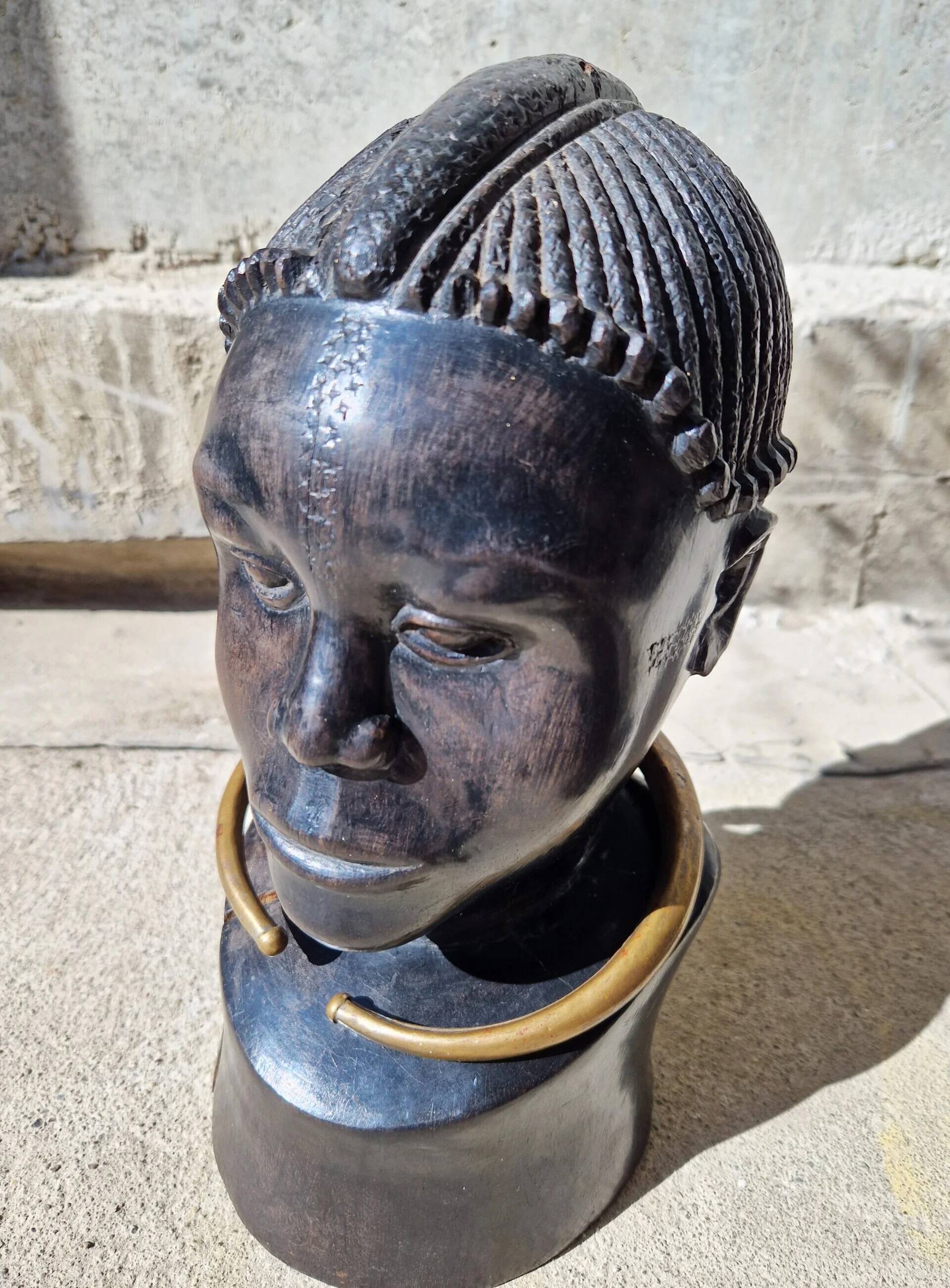 African tribal bust in ebony