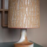 vintage lamp, table lamp, lampshade lamp, sandstone foot, macramé lampshade, living room lamp