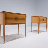 Mid-century modern pair of wooden nightstands, italy, 1960s