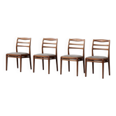 Vintage Mid-Century Danish Modern Elegant Teak & Grey Fabric Chairs, 1960s
