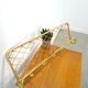Gold wide wall coat rack with rope vintage
