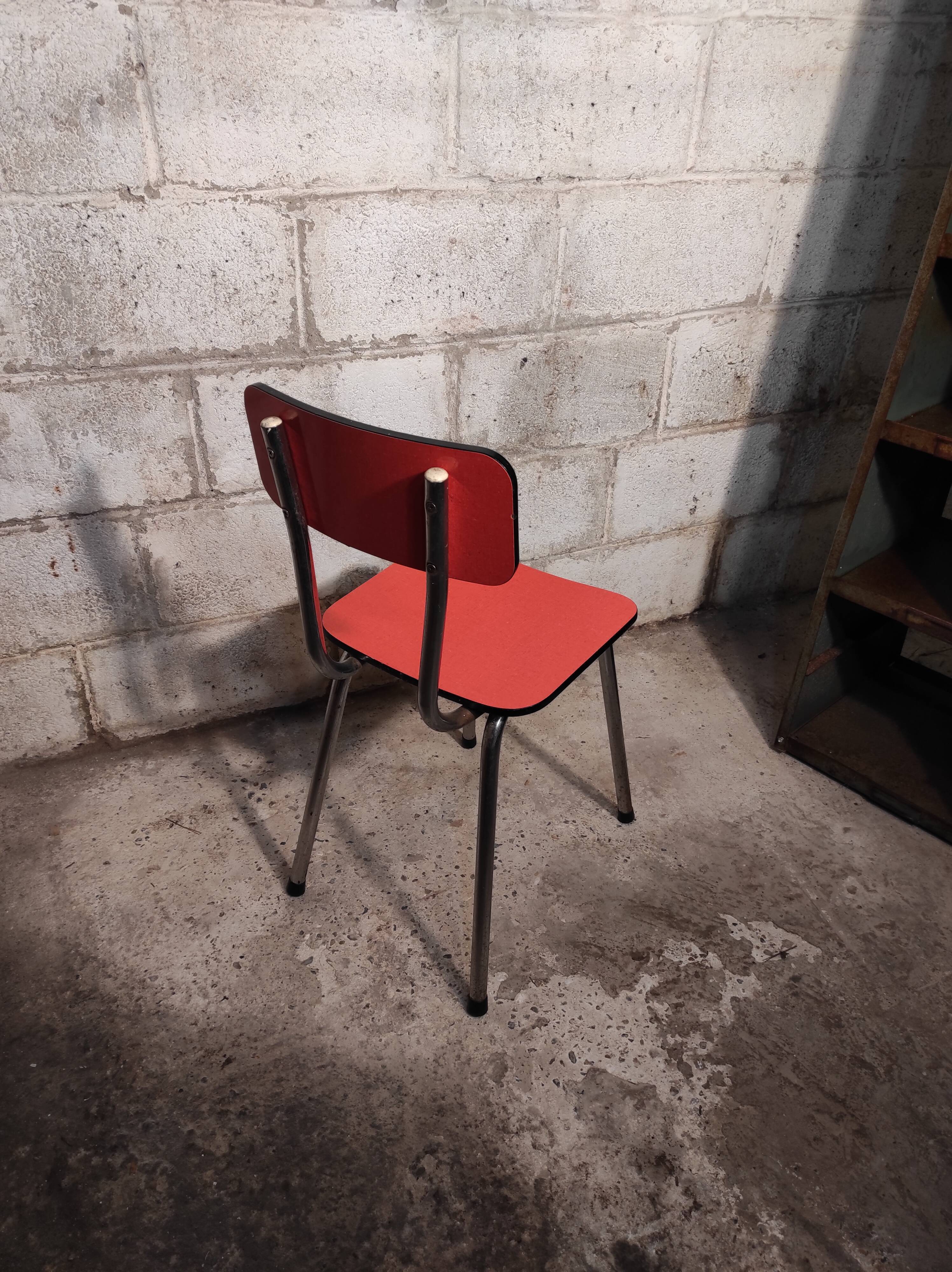 Chair in pink red formica 1960