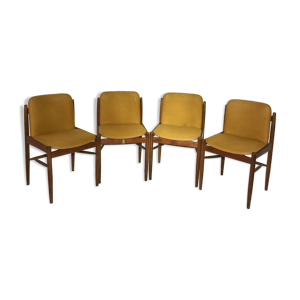 suite de 4 chaises en palissandre et tissu italien