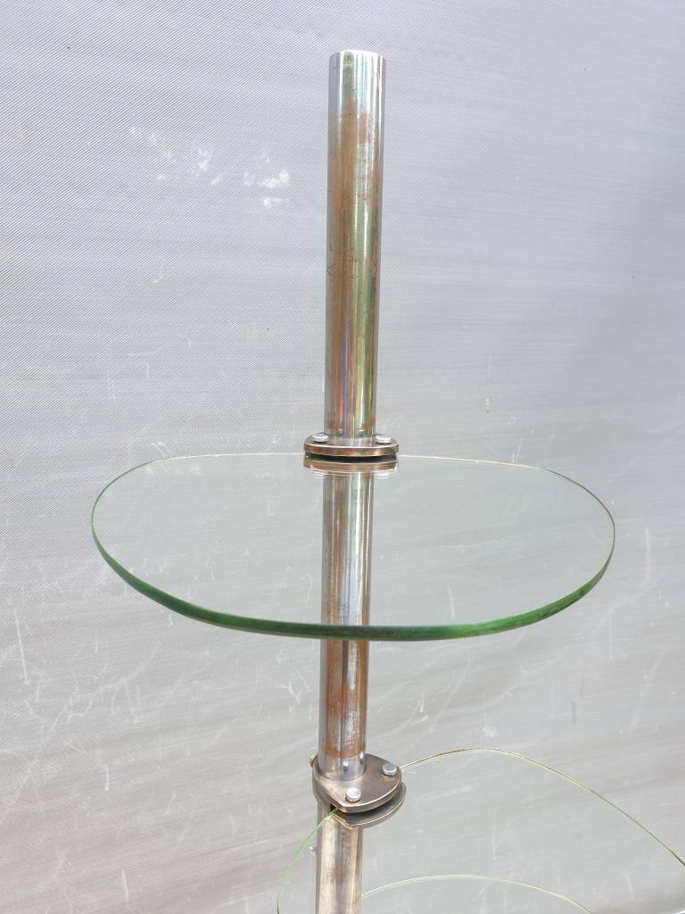 Art Deco chrome brass display 3 glass shelves