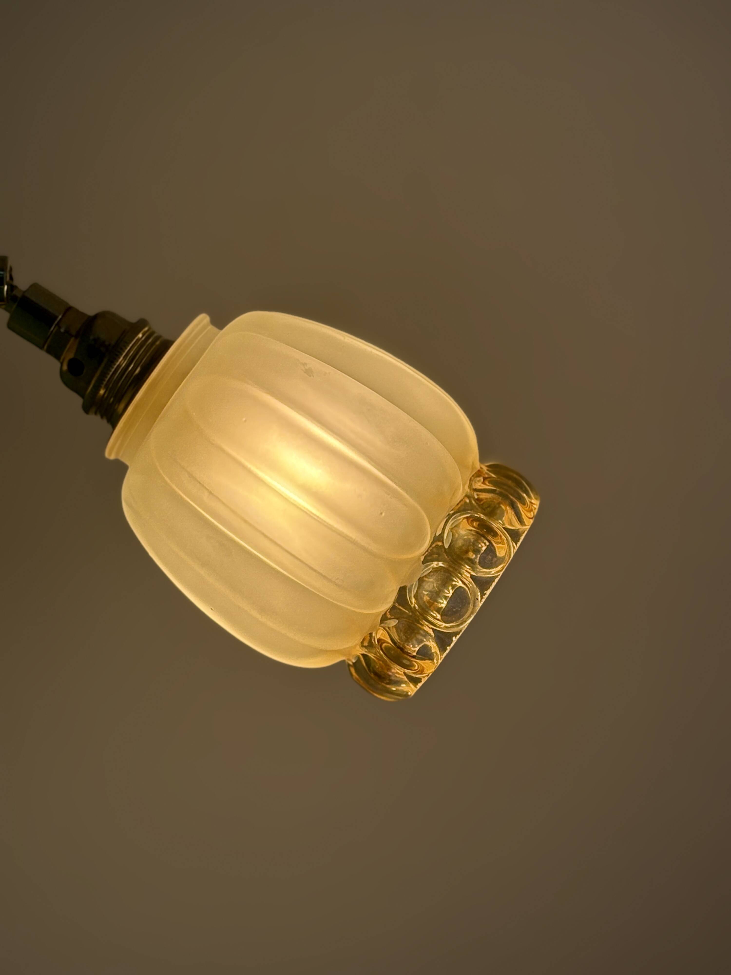 Vintage tulip wall light in frosted and amber glass