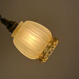 Vintage tulip wall light in frosted and amber glass