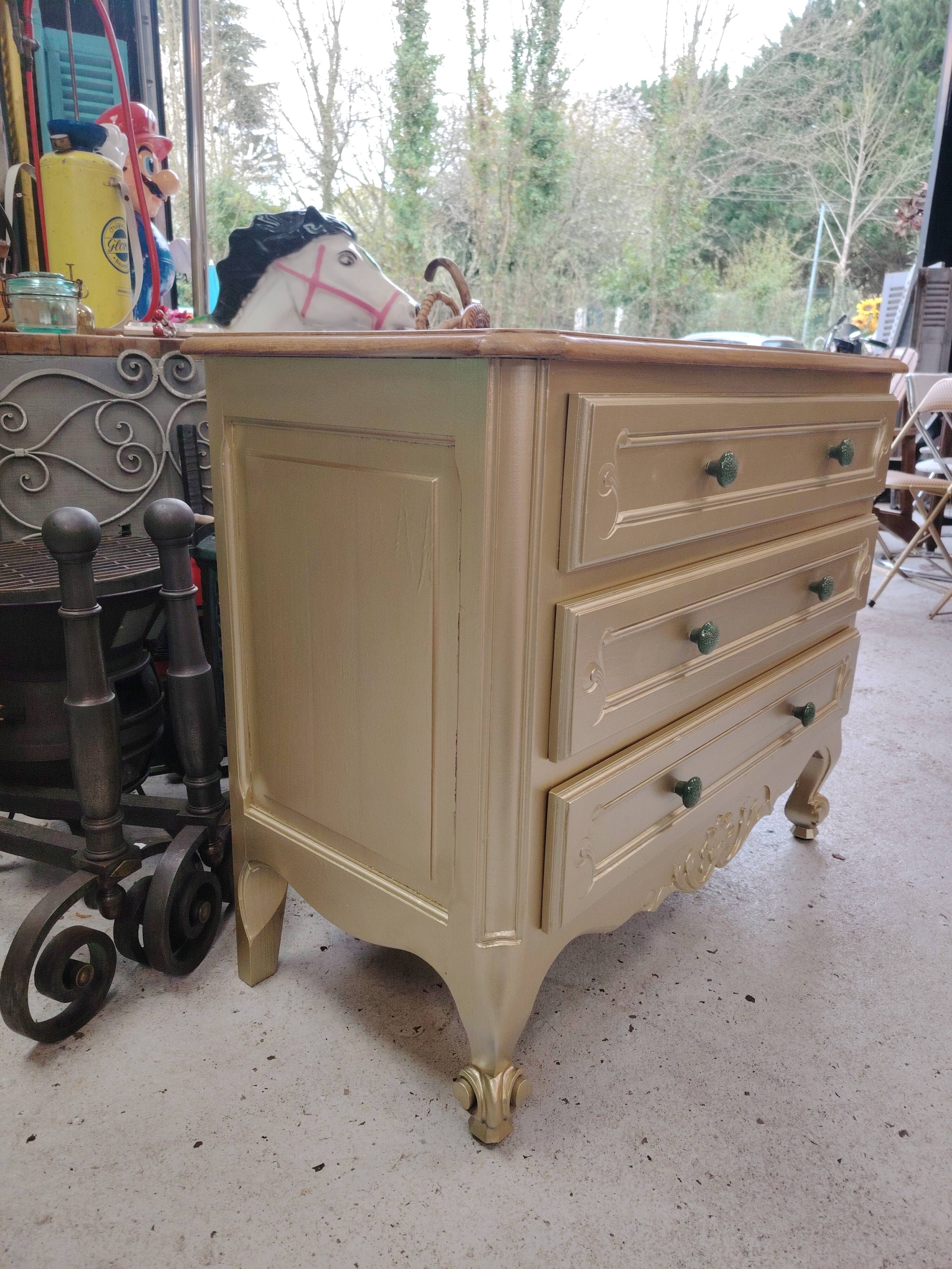 Vintage commode relooked in gold - 1950s