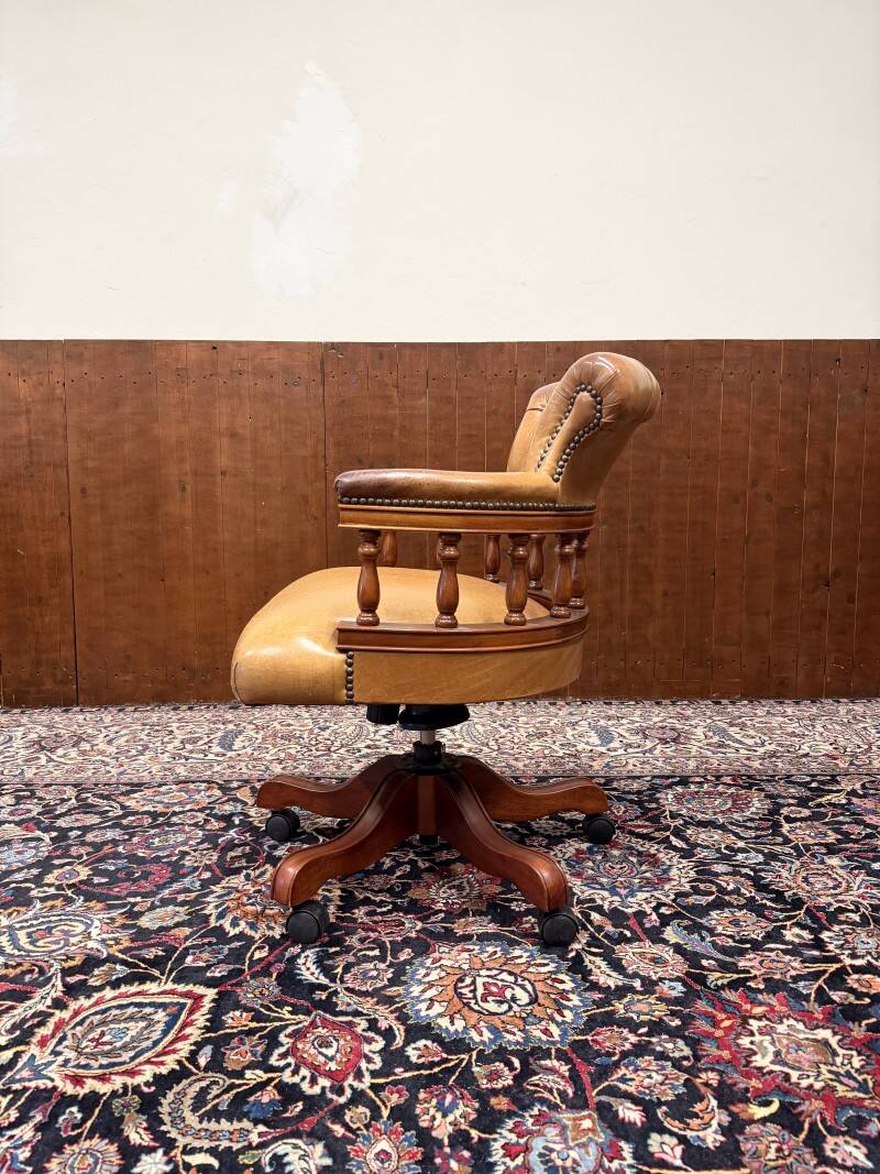 English Chesterfield Desk Chair Cognac