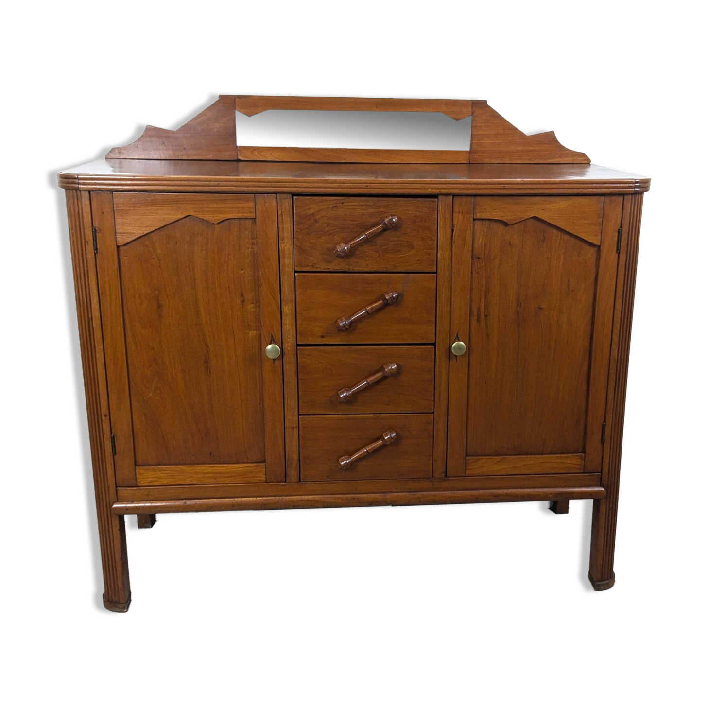 Art Deco mahogany sideboard – 4 drawers, 2 doors, beveled mirror, 1930s